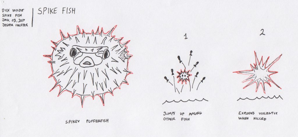 Explosive puffer fish. If the player is good at timing, the player could take out a group of enemies with a single hit.