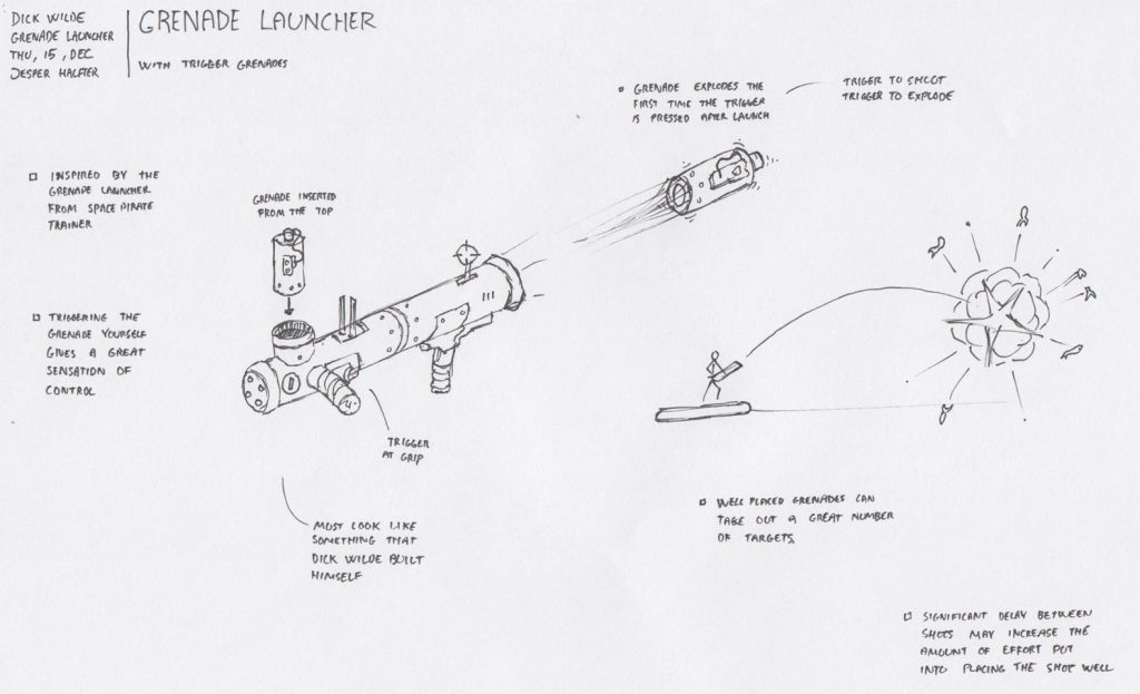 Early concept of the grenade launcher.