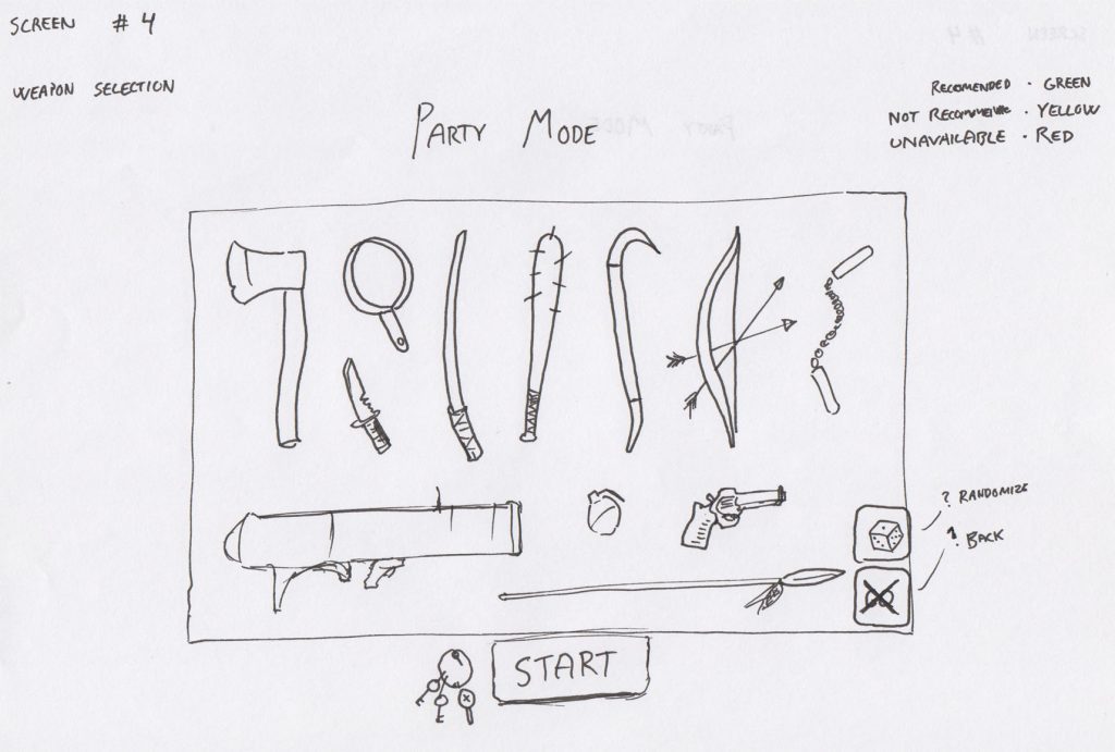 A very early draft of the selection of weapons.