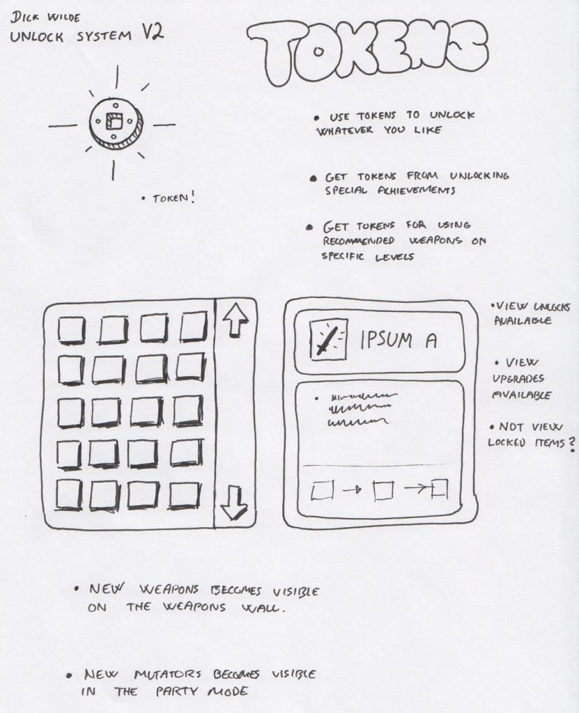 Sketch of a coin system we intended to have in the game at an early stage.